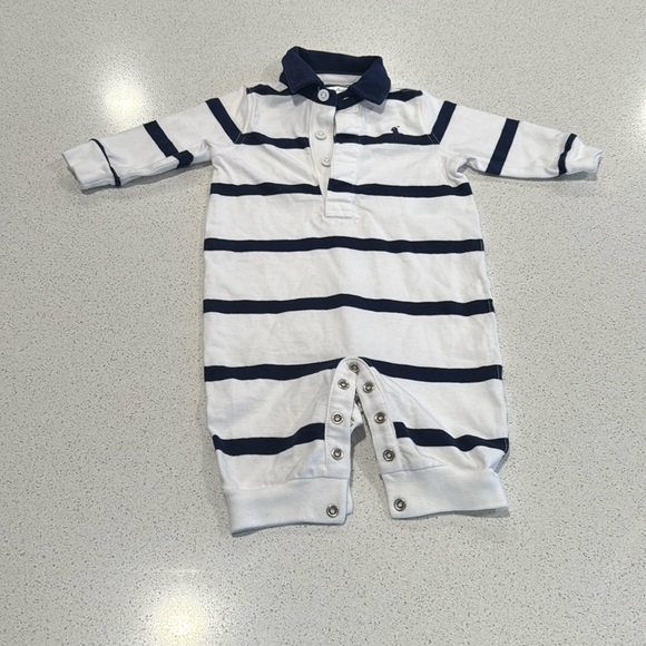 Baby Boys Striped Cotton Jersey Rugby Coveralls 3M - Picture 1 of 8